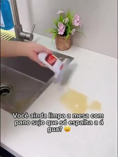 Mop de Mesa Dobrável Multifuncional Mãos Livres Limpeza Bancada Algodão Absorvente
