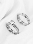 Par de Aliancas de casamento de ouro Anel de noivado de aco inoxidavel para mulheres Sem caixinha