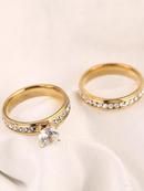 Par de Aliancas de casamento de ouro Anel de noivado de aco inoxidavel para mulheres Sem caixinha