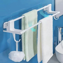 Porta Toalha Para Banheiro DUPLA CAMADA COM GANCHOS Sem Furo Com Suporte De Adesivos Multiuso