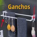 Porta Toalha Para Banheiro DUPLA CAMADA COM GANCHOS Sem Furo Com Suporte De Adesivos Multiuso