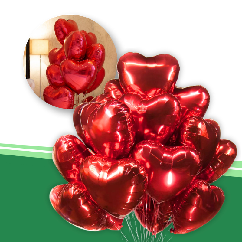 5/10/20/25 unidades Balão Metalizado Coração VERMELHO 40cm Festa Decoração Namorada/Namorado