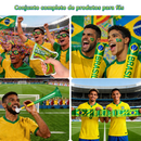 Combo Torcedor Bandeira Copa 2026 Adesivo Trompete Pintura Facial Bandeira Brasil Adesivo Vuvuzela KIT TORCEDOR