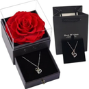 Rosa Eterna Preservada Caixa Presente E Colar Feminino Presente P/ Namorada Esposa Amiga Presente Para Dia Das Mães