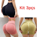 Kit 3/4pçs Shorts Fitness Feminino Cintura Alta Academia Levanta Bumbum Sem Costura