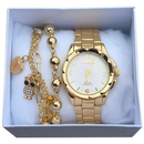 ⚡PROMOÇÃO⚡ Relogios Feminino Banhado + Pulseira Kit Relógio Feminino Dourado Super Lindo Promoção ***