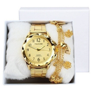 ⚡PROMOÇÃO⚡ Relogios Feminino Banhado + Pulseira Kit Relógio Feminino Dourado Super Lindo Promoção ***