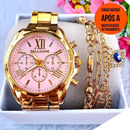 ⚡PROMOÇÃO⚡ Relogios Feminino Banhado + Pulseira Kit Relógio Feminino Dourado Super Lindo Promoção ***