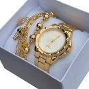 ⚡PROMOÇÃO⚡ Relogios Feminino Banhado + Pulseira Kit Relógio Feminino Dourado Super Lindo Promoção ***
