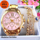 ⚡PROMOÇÃO⚡ Relogios Feminino Banhado + Pulseira Kit Relógio Feminino Dourado Super Lindo Promoção ***